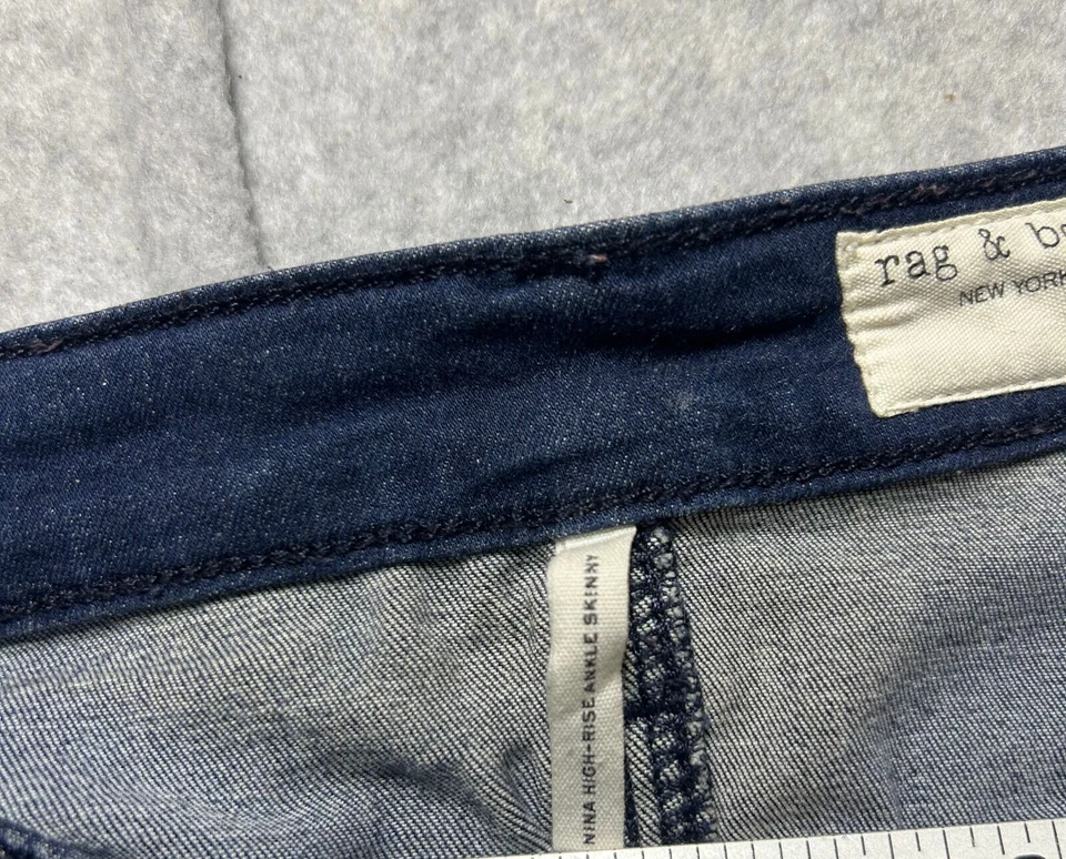 Rag & Bone Jeans Womens 27 Nina High Rise Ankle Skinny Dark Wash Stretch Denim - Image 4 of 4