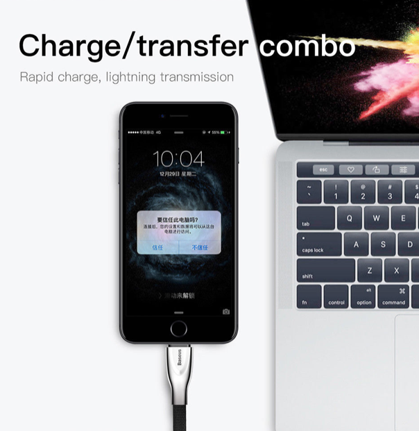 Fast Charging 2A USB Cable 1M For iPhone iPad Practical  Baseus