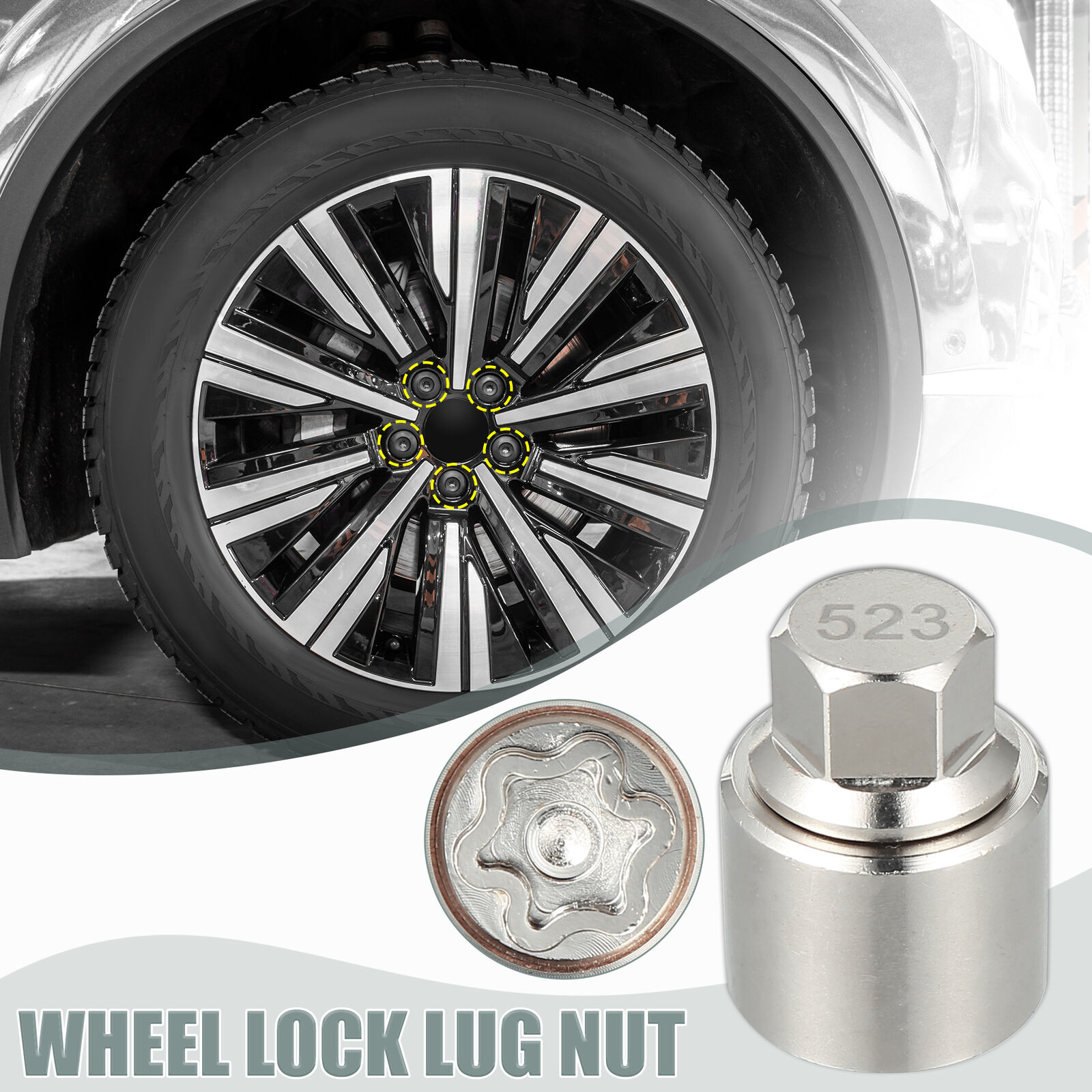 523 Wheel Lock Lug Nut Anti Theft Lug Nut Screw Removal Key Metal for VW