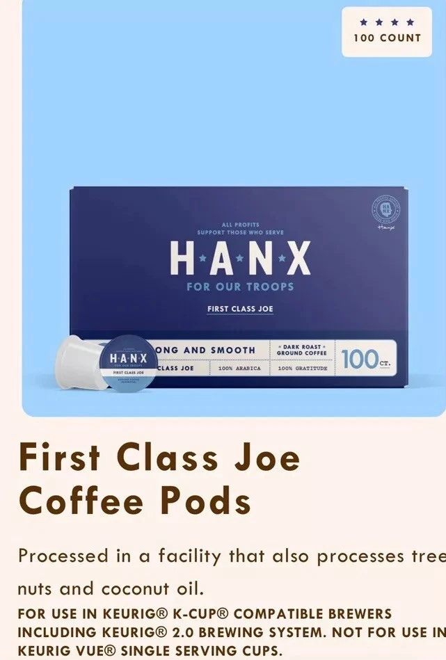 First Class Joe Coffee Pods (100Ct) Hanx For Our Troops Dark Roast Ground Coffee - Image 2 of 4