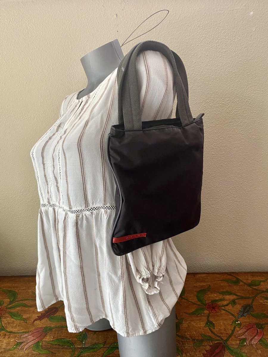 PRADA SPORT Small Dark GRAY NYLON FLAT TOTE Art#: 4VA071 Authentic! Vintage EUC!
