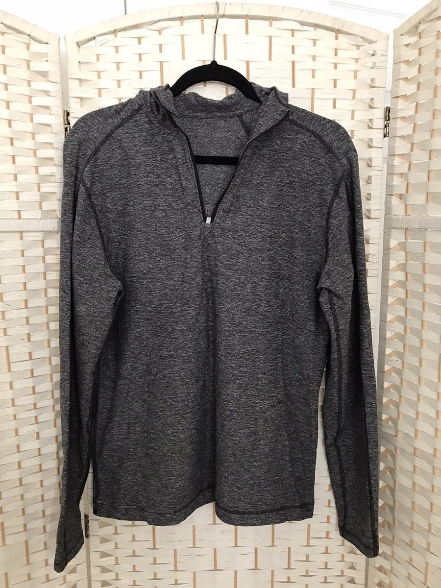Lululemon Men's M Gray Heathered Hoodie 1/3 Zip Hi Neck
