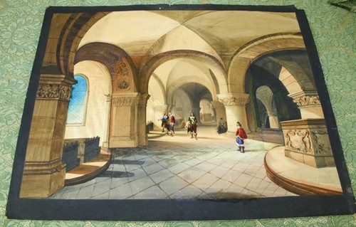 CRIPTE. COMPOSITION. GRAVURE ENRICHIE. AQUARELLE ET GOUACHE.ESPAGNE.XIX - Picture 2 of 2