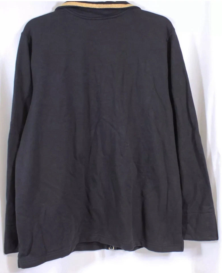 Chaqueta De Colección Quacker Factory Terry Francés Estrás Ojal Cremallera Talla L Foto 2 de 4