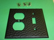 NOS! HAMMERED WROUGHT IRON, COMBO TOGGLE SWITCH & 2-GANG DUPLEX RECEPTACLE