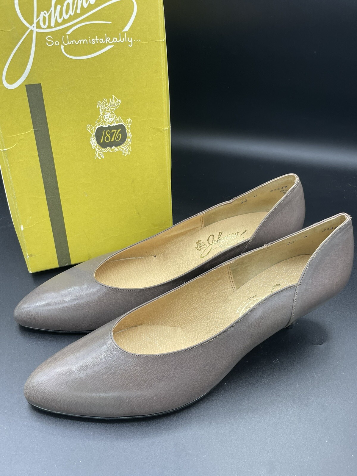 Vintage Johansen Shoes Olympian Beige Taupe Leather Women's Sz 12 M