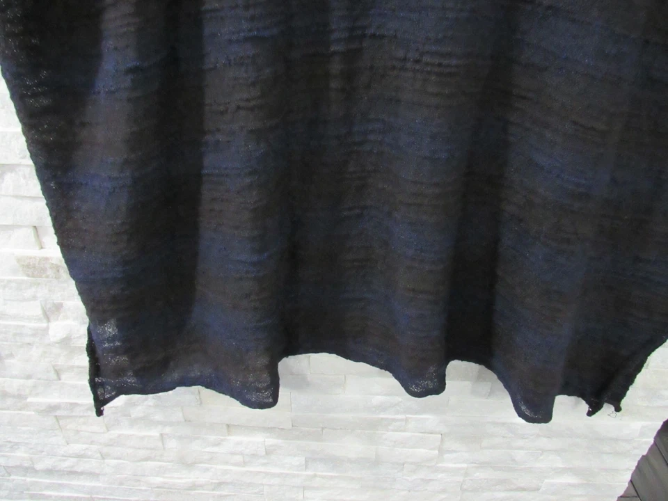 NUEVO CON ETIQUETAS ESKANDAR Suéter Nylon Lana Merino Mohair Azul Marino Textural Largo OS 72"" B 2X 3X Foto 3 de 4