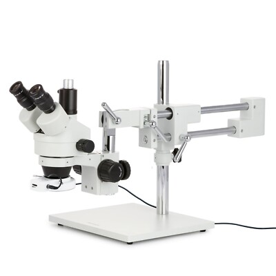 AmScope 3.5X-90X Inspection Trinocular Zoom Stereo Boom Microscope +56-LED Light