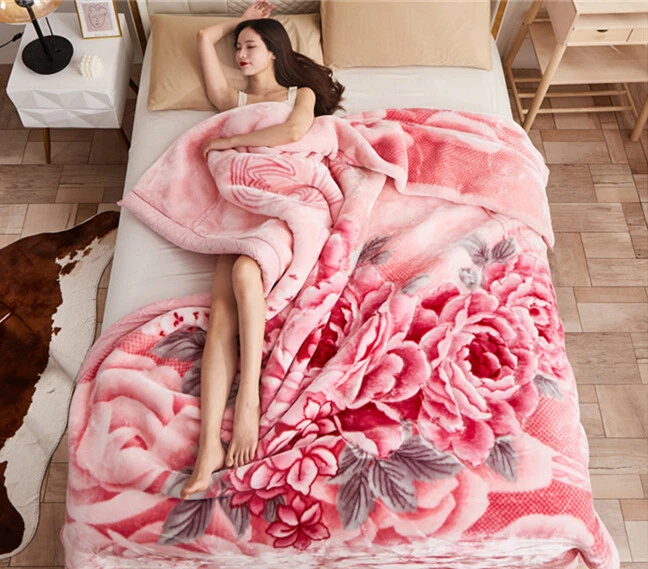 Raschel Manta Espesante Invierno Funda Cama 2 CAPAS Patrón Floral Sábana Cálida Foto 4 de 4