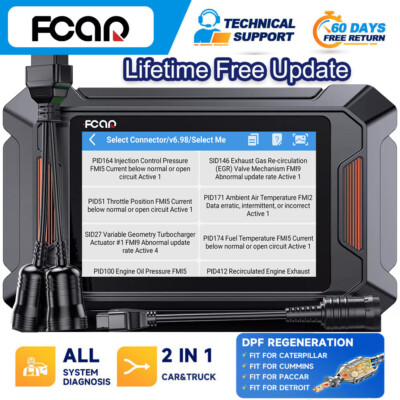 FCAR Heavy Duty Truck OBD Scanner Check Engine Code Reader DPF Regen Diagnostic