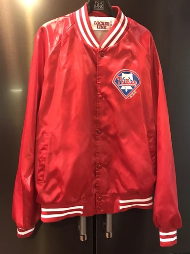 Vintage '92 Philadelphia Phillies Locker Line Satin Snap-up Jacket XL Minty - product listing photo
