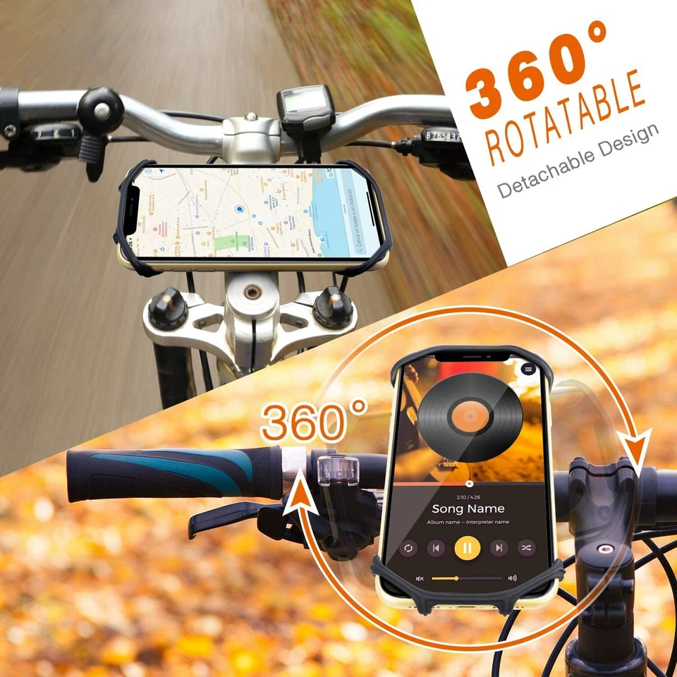 Silicone Detachable 360 Cell Phone Mount Holder For Bicycle  Motorcycle MTB Bike - Image 3 of 4