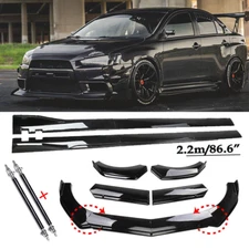 Front Bumper Lip Spoiler Chin Splitter For Mitsubishi Lancer GT Glossy Black