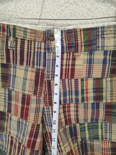 Merona Men Short 38W Red Plaid 100% Cotton Straight Regular Fit Flat Front Chino - Picture 9 of 20