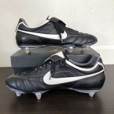 Rare Nike Air Zoom Tiempo Legend I SG Black Leather Cleats Boots