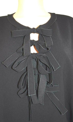BOTTEGA VENETA BLACK FOLDED SLEEVES TOP WITH RIBBONS FRONT OPENING SIZE 48 - Picture 10 of 10
