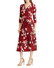 ralph lauren red floral wrap dress