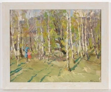 Mikola Chulko (1947-2014) "Birch Grove", Oil Painting, 1970s (1)