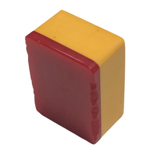 Piastrella MahJong Vintage Cinese in Bachelite 5 Personaggi con Schienale Wafer Rosso Mattone - Foto 5 di 11
