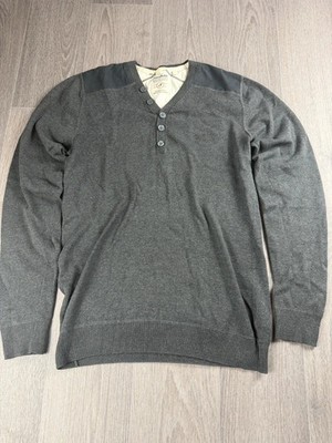 Bluefields Herren Pullover Gr. M Grau Henley Baumwolle Knopfleiste