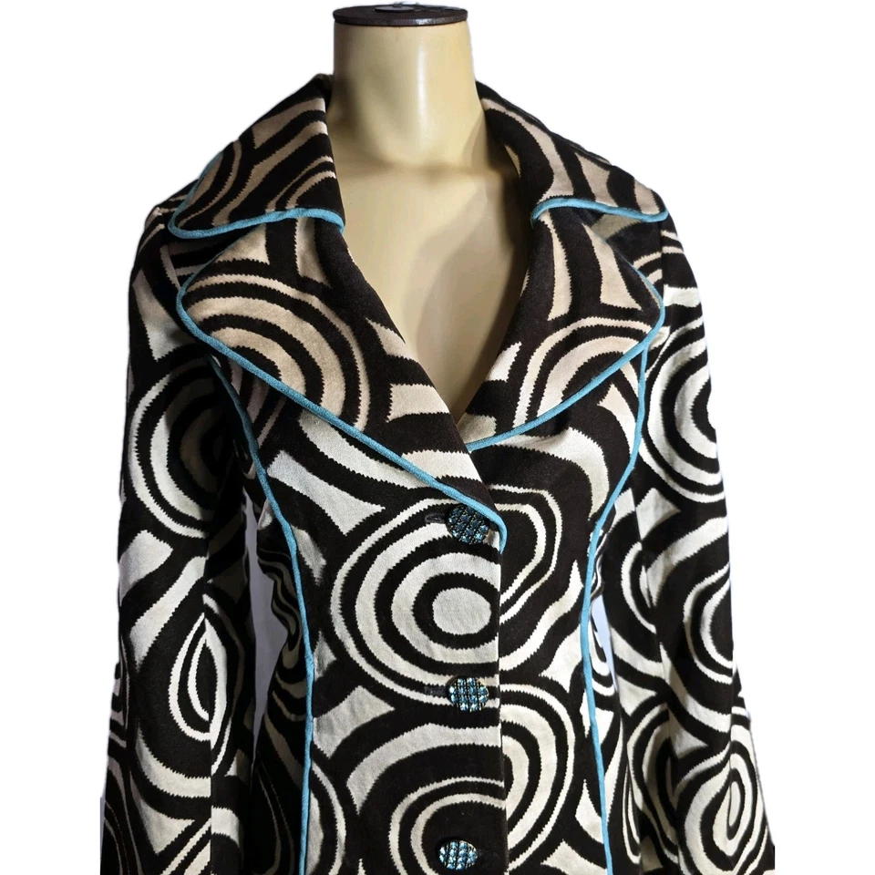 Chaqueta Abrigo 3 SISTERS Talla S Marrón Tostado Terciopelo Detalle Usable Arte Estrás  Foto 3 de 4