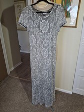 Vintage AGB Maxi Dress Size 8 Silver Lace Lined Byer California USA 