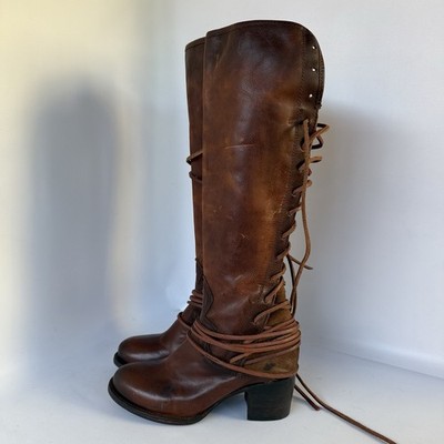 Freebird by Steven COAL Women's Sz US Knee-High Cognac Handcraft Leather  Boots