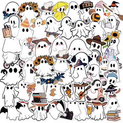   50pc CUTE Ghost Themed Glossy Stickers - FREE SHIPPING