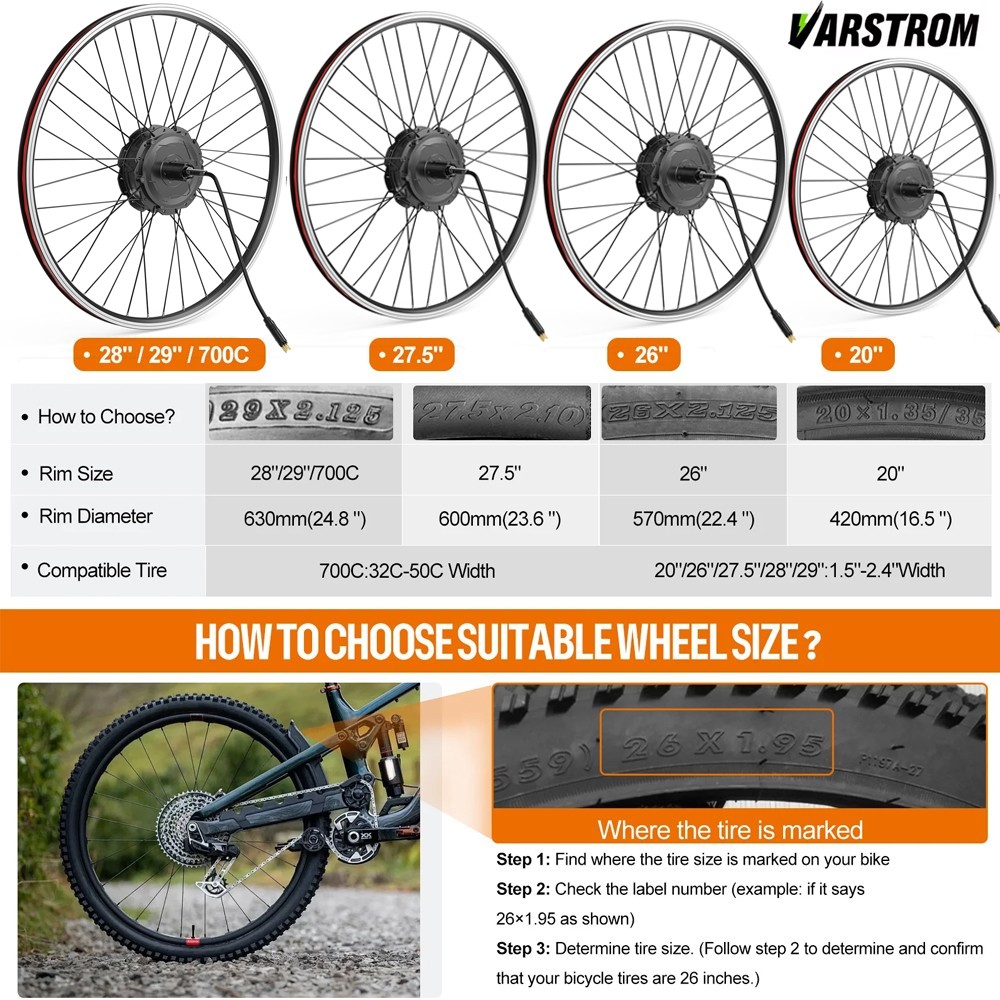 48V750W Varstrom ebike conversion kit 26