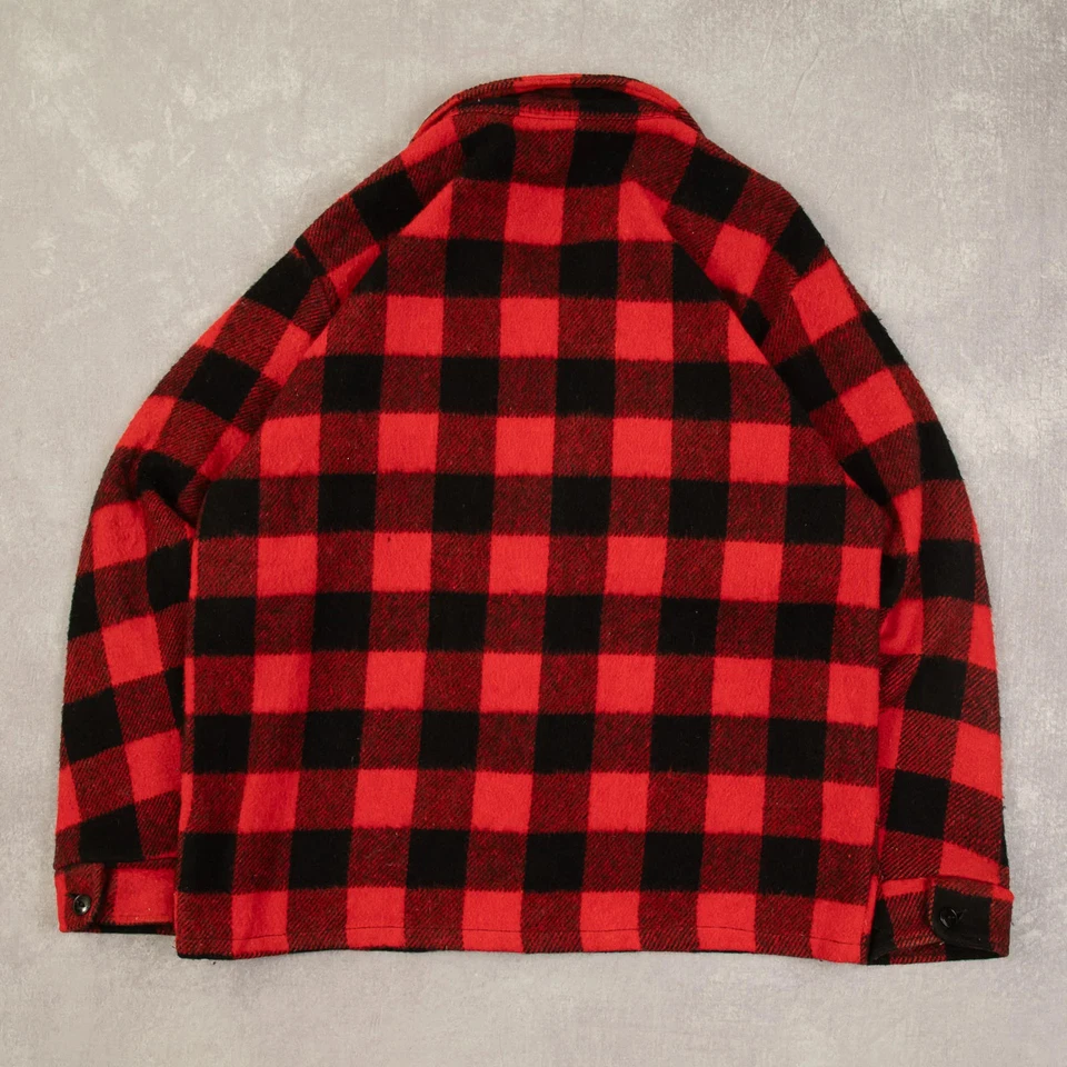 Vintage Heavy Wool Checked Shirt Jacket L Made in Canada Men's Red Plaid - Image 2 of 4