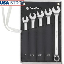 5PC Long Pattern Combination Wrench Set SAE 1"-1-1/4"12 Point with Rolling Pouch