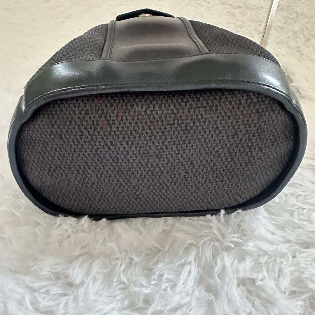 YVES SAINT LAURENT Canvas Leather Shoulder Bag Brown Black Drawstring Tassel thumbnail 7