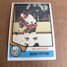 1974 Topps DENIS POTVIN RC ROOKIE #195 HOF New York Islanders Hockey Card (f5). rookie card picture