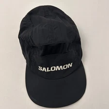 Salomon Mens Black Hat Cap 5 Panel Lightweight Adjustable Drawstring
