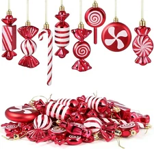 Leyndo 24 Pcs Christmas Candy Hanging Ornament Cane Peppermint Red 