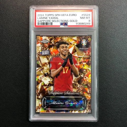 2024 Topps Chrome Sapphire UEFA Euro Selections RC Lamine Yamal Gold /50 PSA 8