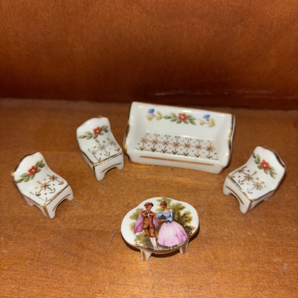 Casa de muñecas miniatura muebles de porcelana Limoges Francia Foto 2 de 4