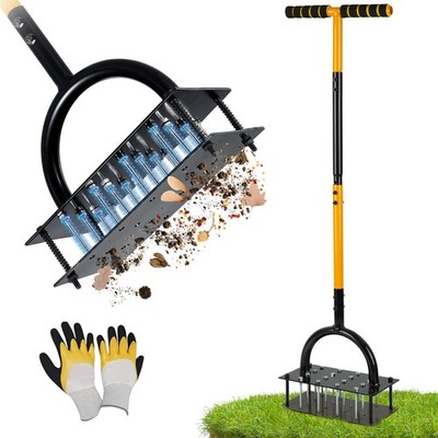 Lawn Aerator Tool with 16 Steel Spikes, Grass Aerator Lawn Tools with Spring-...