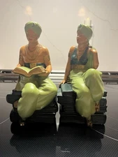 Alexander Backer ABCO Vintage Chalkware Arabian Figures Book Ends