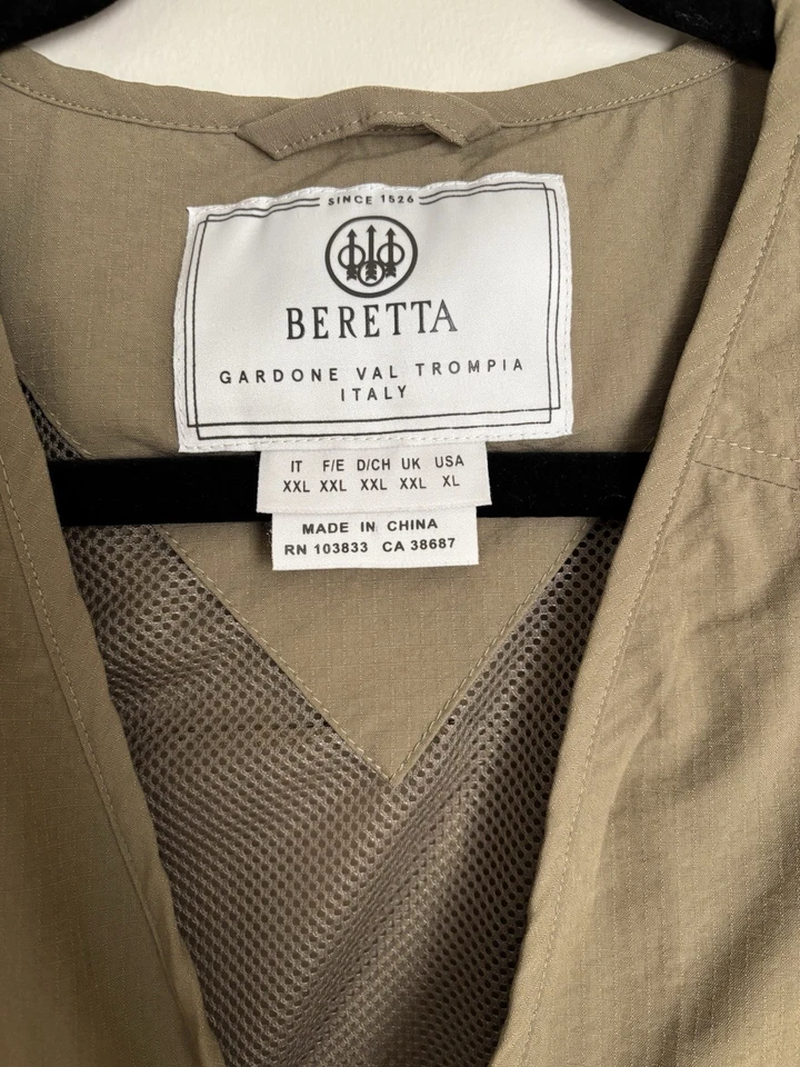 Beretta Utility Vest Full Zip Multi Pocket Outdoor Hunting Fishing Brown Size XL - Image 3 of 4