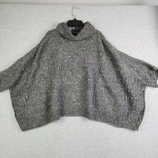 DKNY Sweater Womens S/M Gray Oversized Knitted Cozy Warm Relaxed Fit Turtleneck