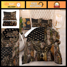Full Size Deer Comforter Set for Boys  Teens - Camo Hunting Bedding, Moose  Am