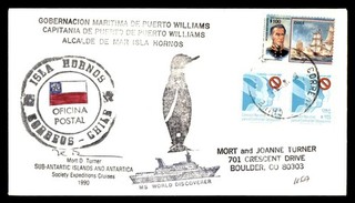 Mayfairstamps Chile 1990 Isla Hobnos Penguin MS World Discoverer Cover cca_78285