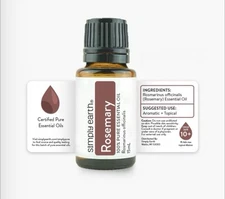 Simply Earth Rosemary 100% Pure Essential Oil 15 ml Bottle New