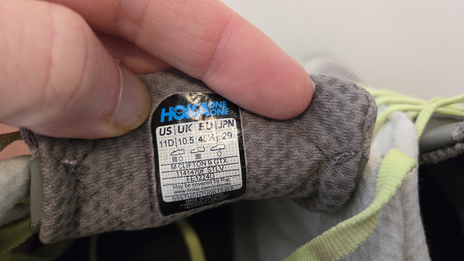 Hoka Clifton 9 GTX Slate Gray Aloe Vera Green RUNNING SHOES MENS SZ 11 D NICE!  thumbnail 7