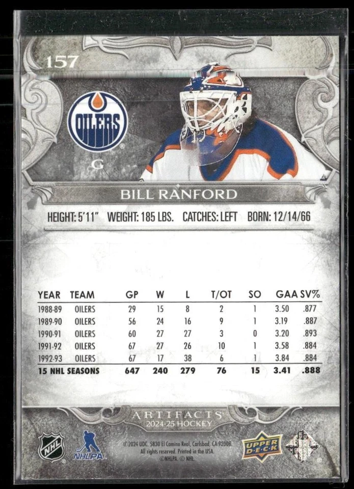 2024-25 Upper Deck Artifacts Bill Ranford Foilboard #157 Edmonton Oilers - Image 2 of 2