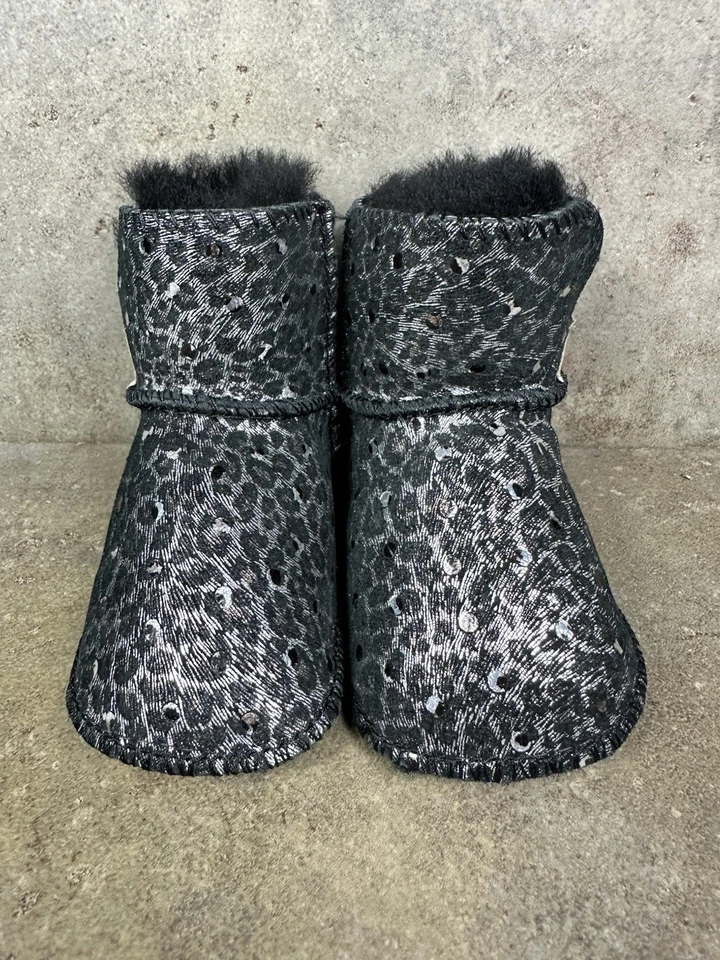 UGG Erin леопард ботинок Baby размер 2/3 маленький 6-12 месяцев INF/BLK 1092369I с коробкой - Изображение 4 из 4