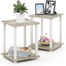 Simplistic Set of 2 End Table, Sonoma Oak/White