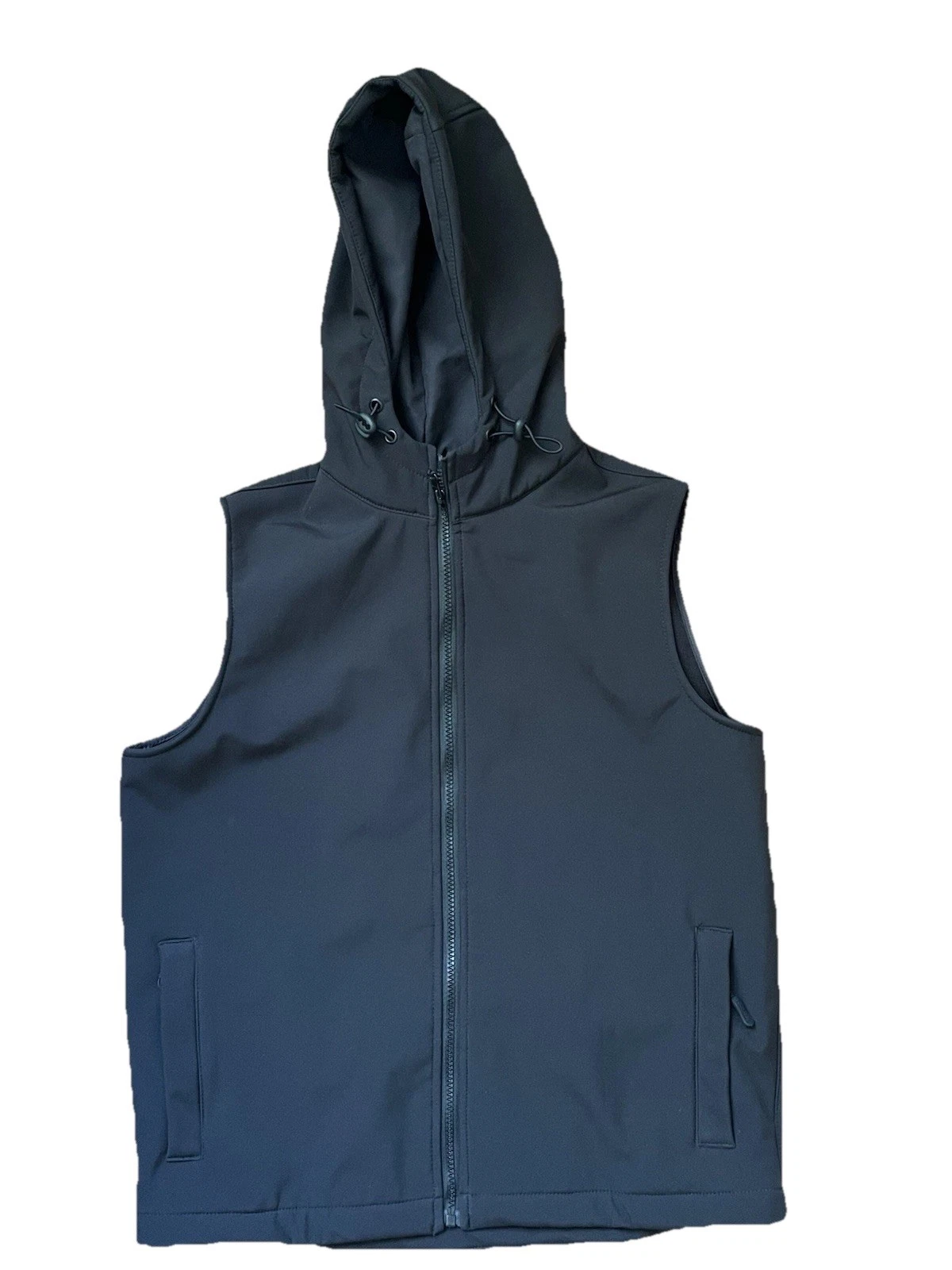 Solo Golf Co Hooded Vest Mens Size Small Black Full Zip Technical Soft Shell