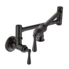 Moen S664 Traditional Pot Filler Double Handle Wall Mount Kitchen - Black